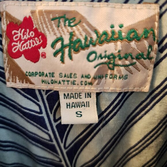Hilo Hattie Hawaiian Shirt Men’s S Cotton Palm Leaf Blue Made in Hawaii - Picture 3 of 7